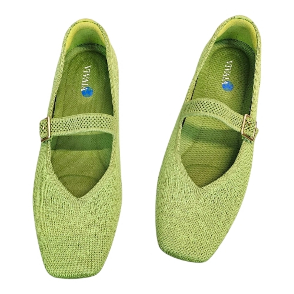 NWOT Vivaia Margot Pistachio Ombre Square Toe Mary Jane Flats Sz 37 Balletcore - Picture 8 of 15